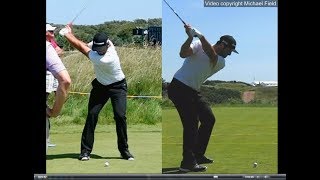 Jon Rahm golf swing  Long Iron faceon amp downtheline July 2017 [upl. by Higinbotham]