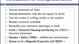 Misrepresentation Lecture 1 of 4 [upl. by Blanche]